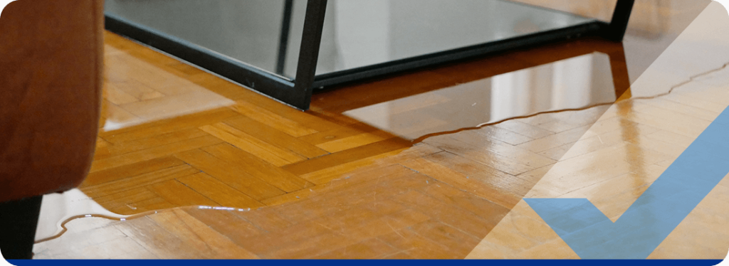 water damage on floor of home